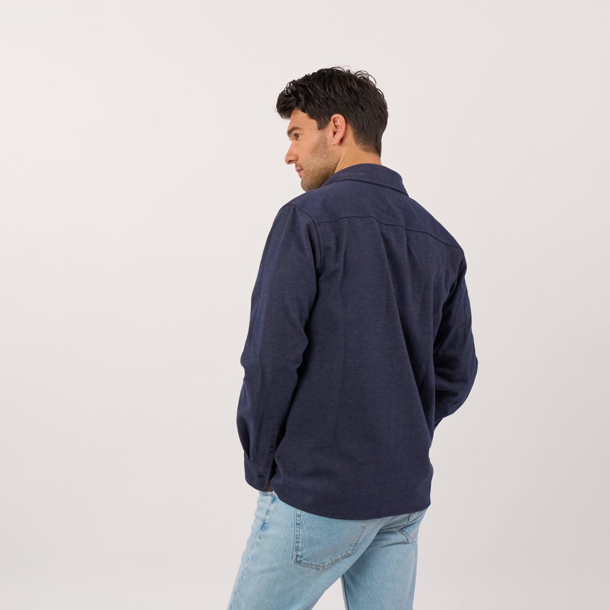 Kreukvrij gebreid overshirt - Marine - Blauw