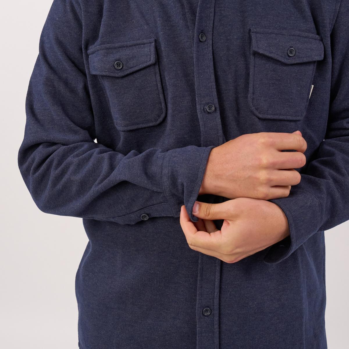 Kreukvrij gebreid overshirt - Marine - Blauw