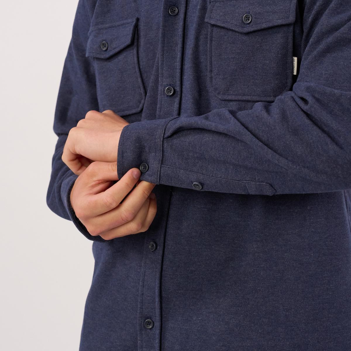 Kreukvrij gebreid overshirt - Marine - Blauw