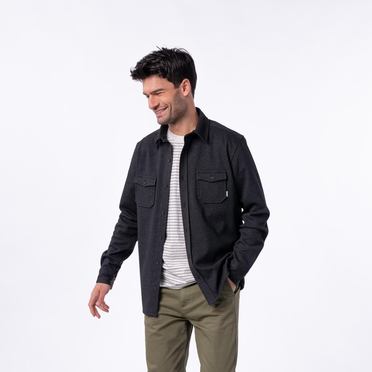 Kreukvrij gebreid overshirt - Zwart