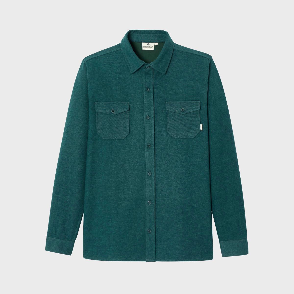 Kreukvrij gebreid overshirt - Donkergroen