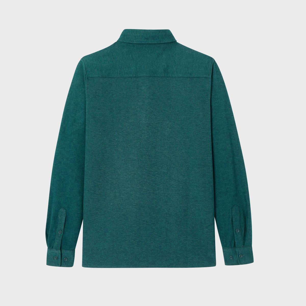 Kreukvrij gebreid overshirt - Donkergroen