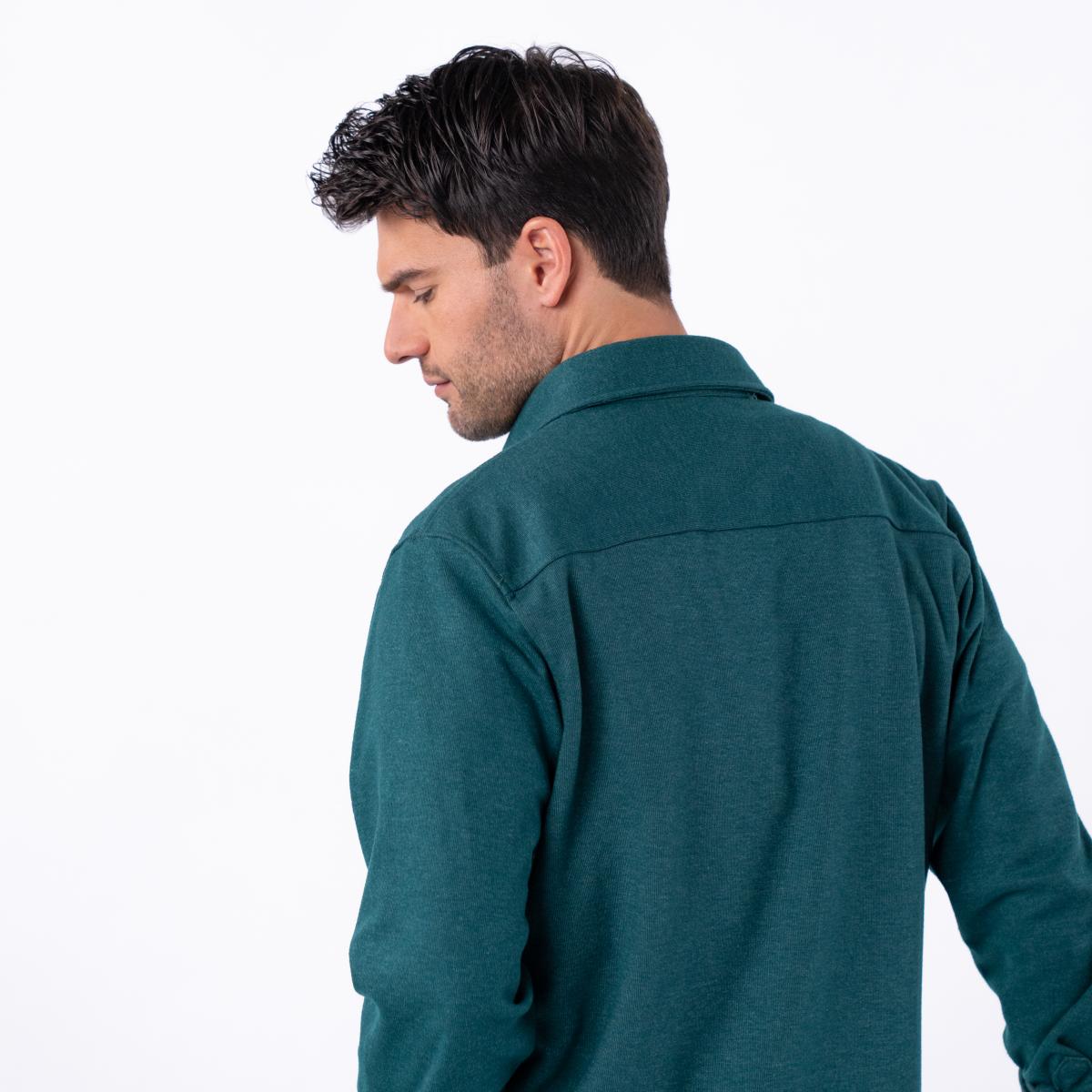 Kreukvrij gebreid overshirt - Donkergroen