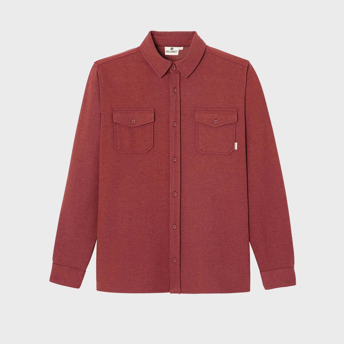 Kreukvrij gebreid overshirt - Bordeaux - Rood
