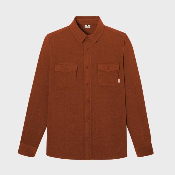 Kreukvrij gebreid overshirt - Bordeaux - Rood
