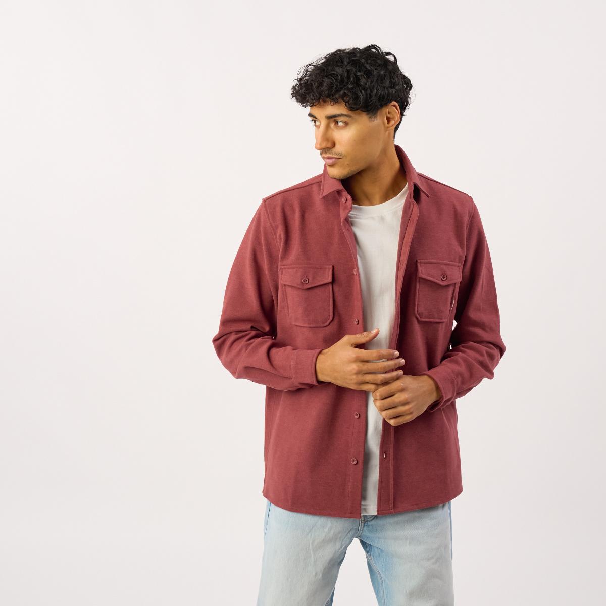 Surchemise en maille infroissable - Bordeaux - Rouge