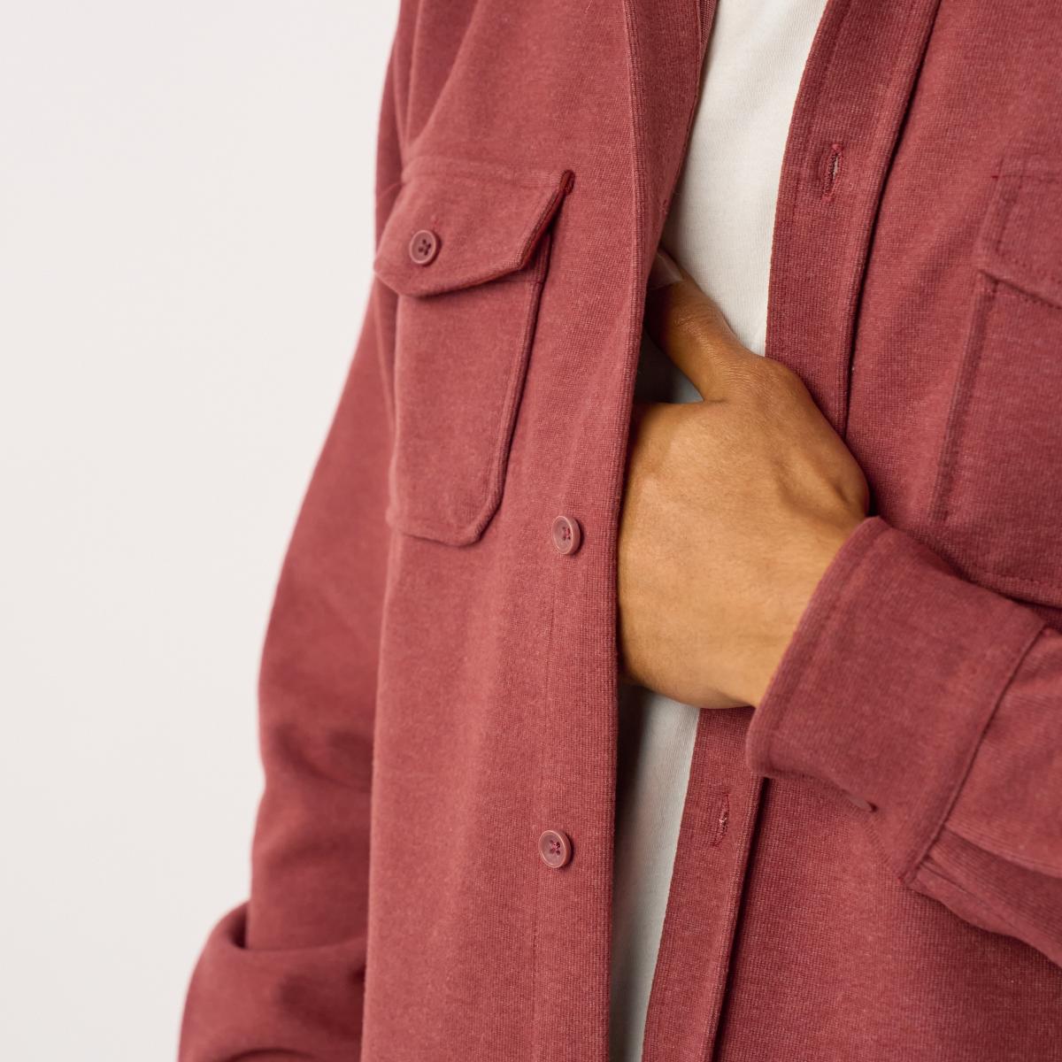 Kreukvrij gebreid overshirt - Bordeaux - Rood
