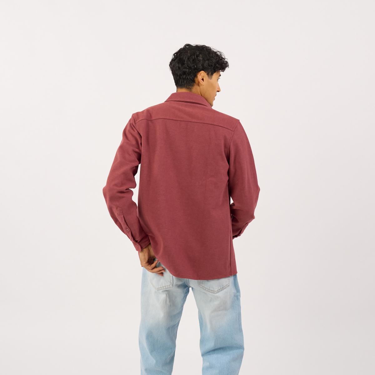 Kreukvrij gebreid overshirt - Bordeaux - Rood