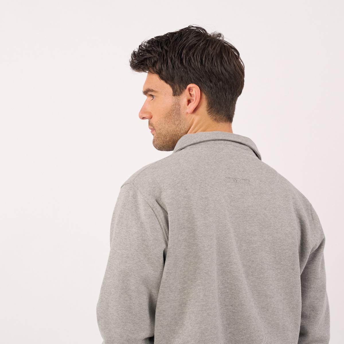 Sweater van biologisch katoen met ritskraag - Gemêleerd grijs