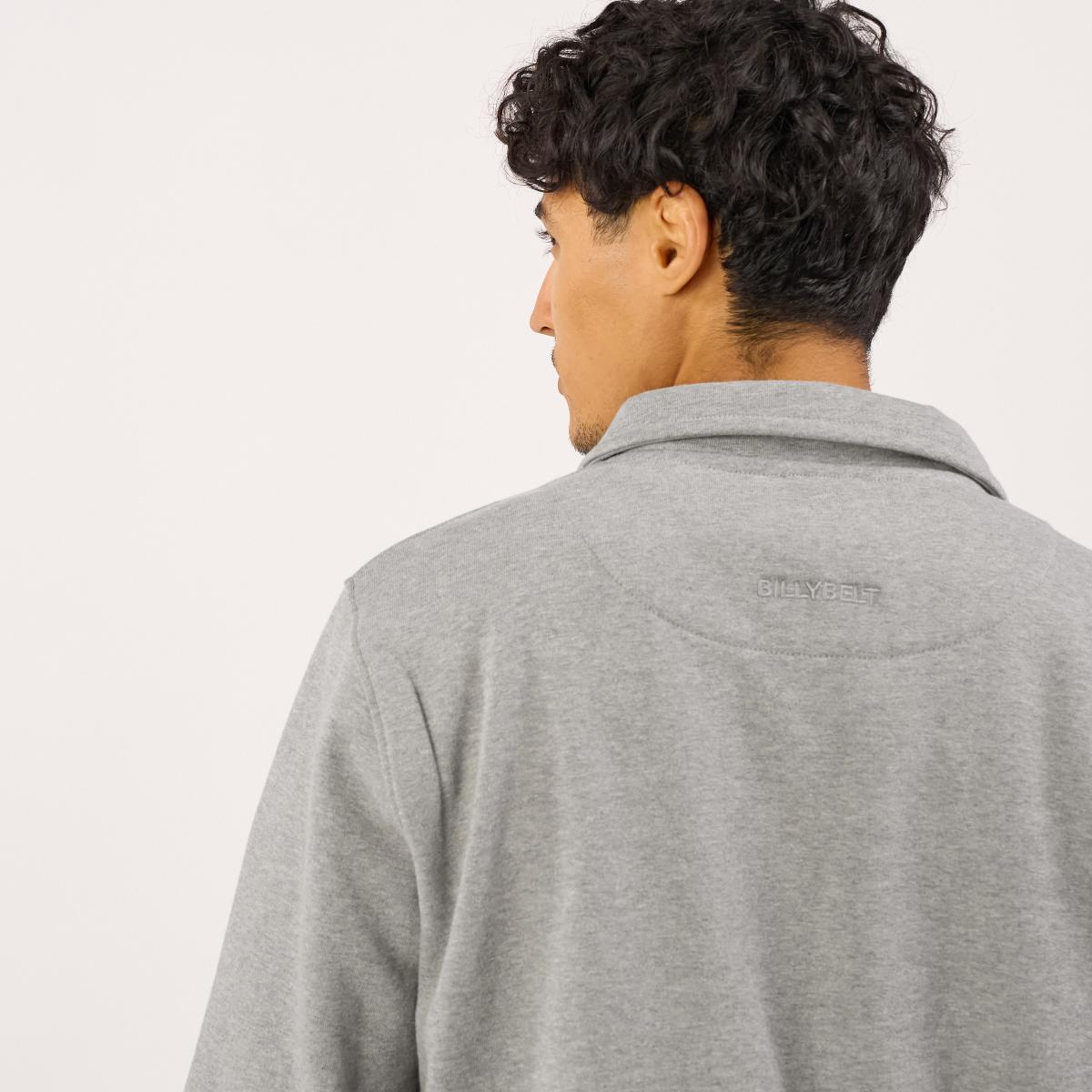 Sweater van biologisch katoen met ritskraag - Gemêleerd grijs