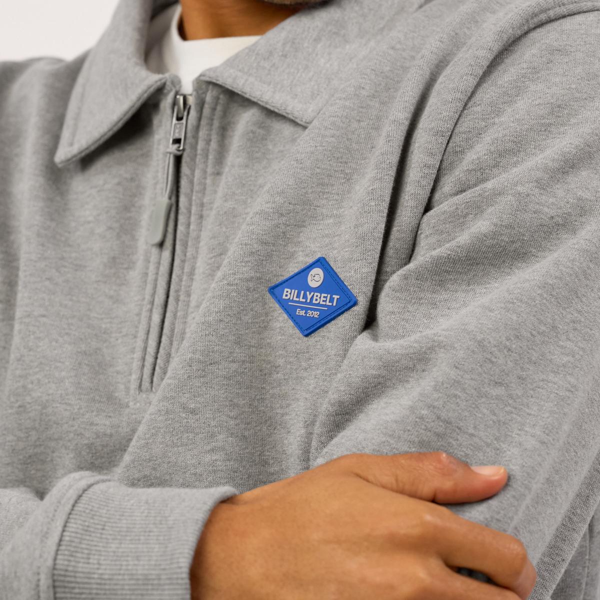Sweater van biologisch katoen met ritskraag - Gemêleerd grijs