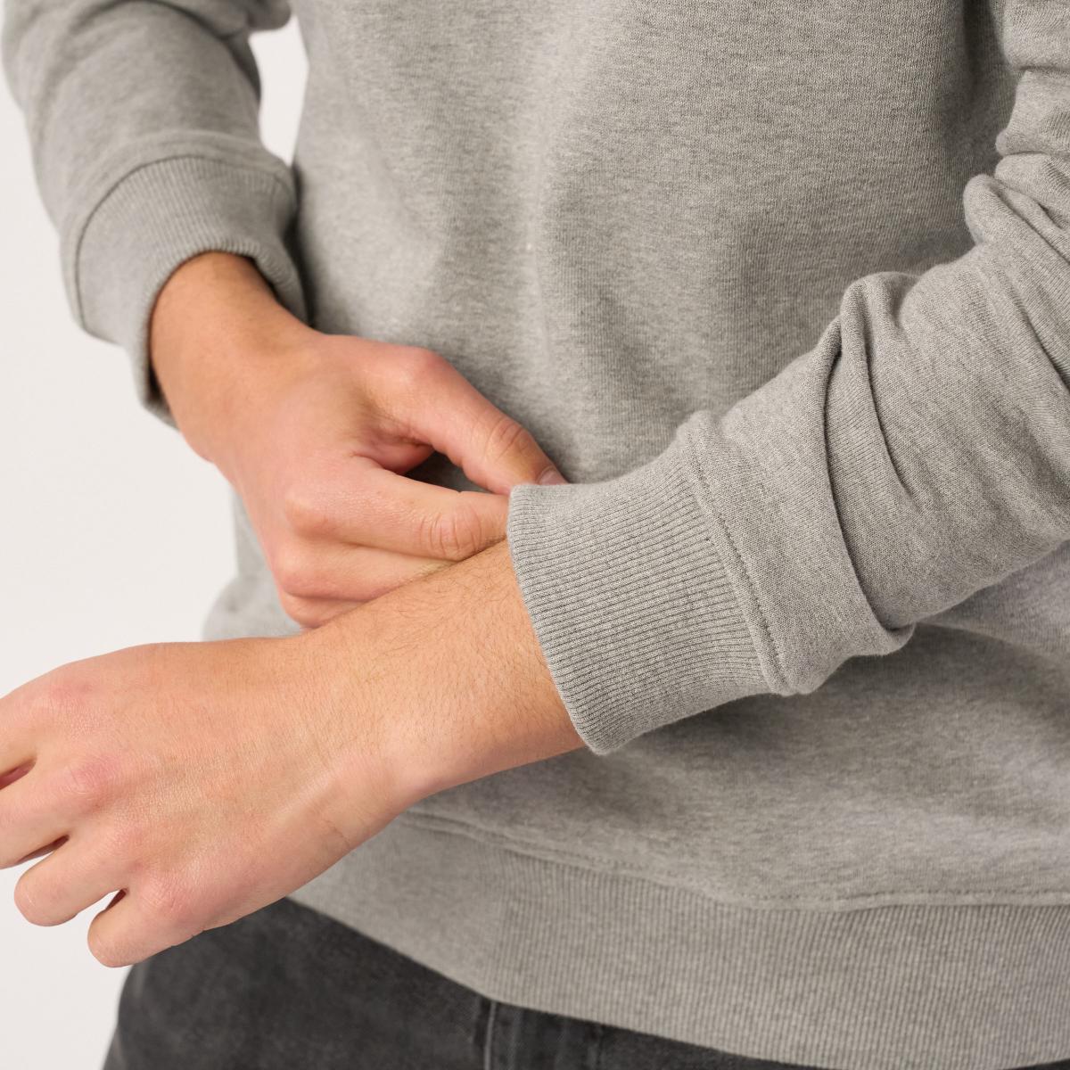 Sweater van biologisch katoen met ritskraag - Gemêleerd grijs