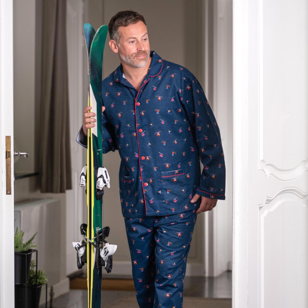 Flanellen pyjama - Man - Blauw