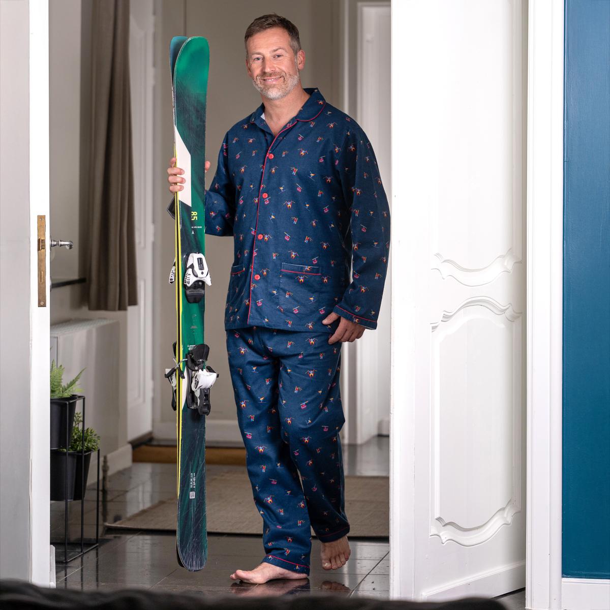Flanellen pyjama - Man - Blauw