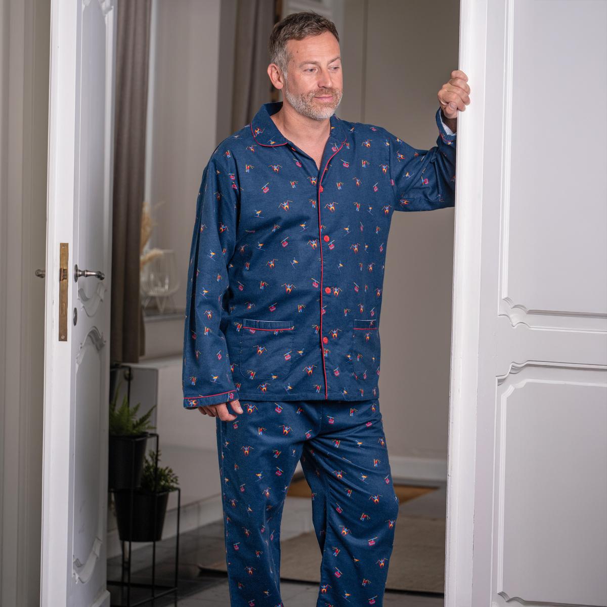 Flanellen pyjama - Man - Blauw