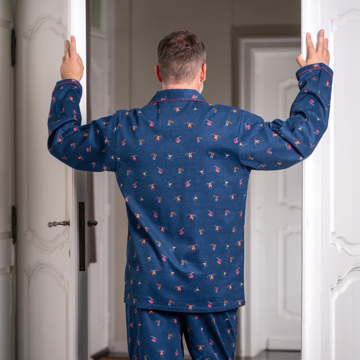 Flanellen pyjama - Man - Blauw