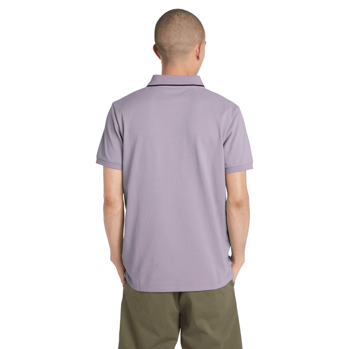 Millers River Printed Neck Short Sleeve Polo Purple Ash