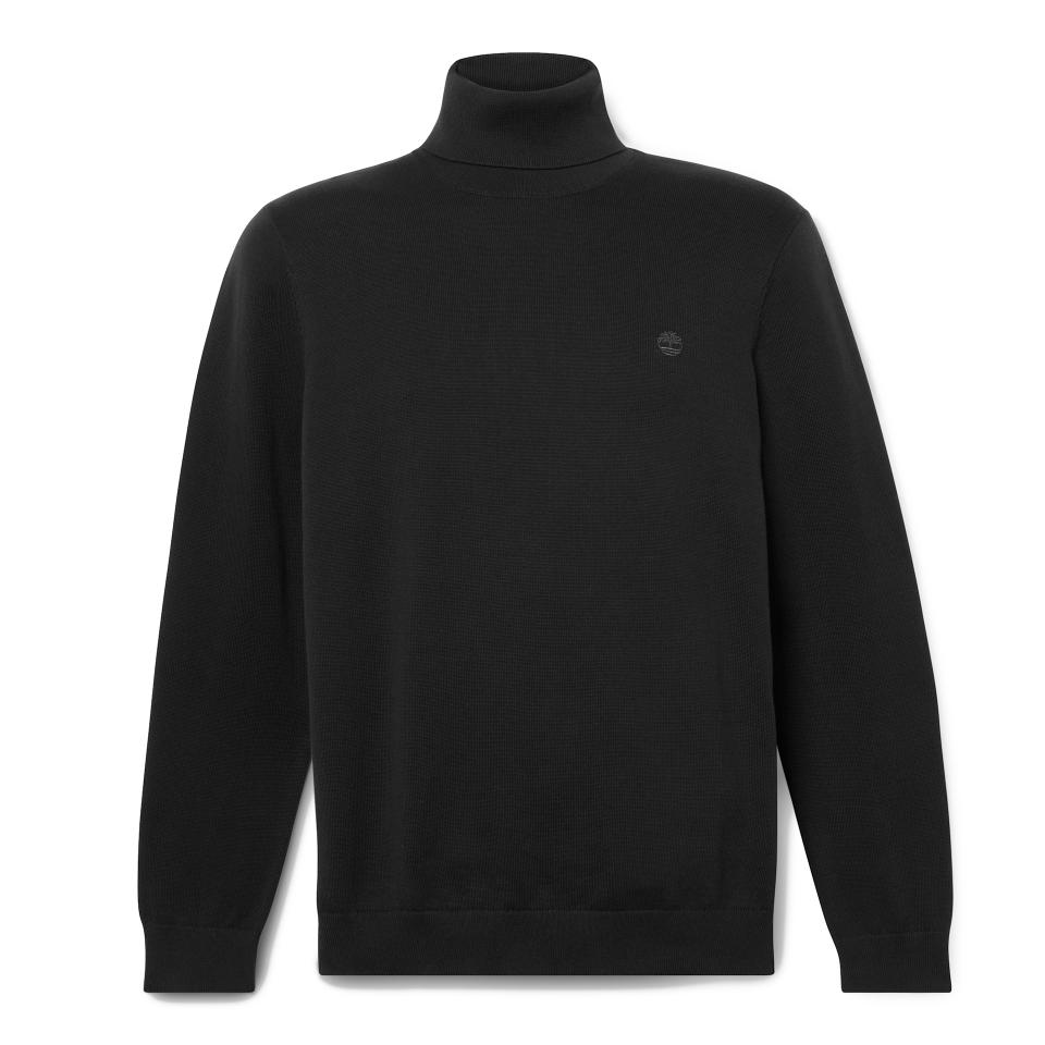 Williams River Turtle Neck Cotton Sweater Black