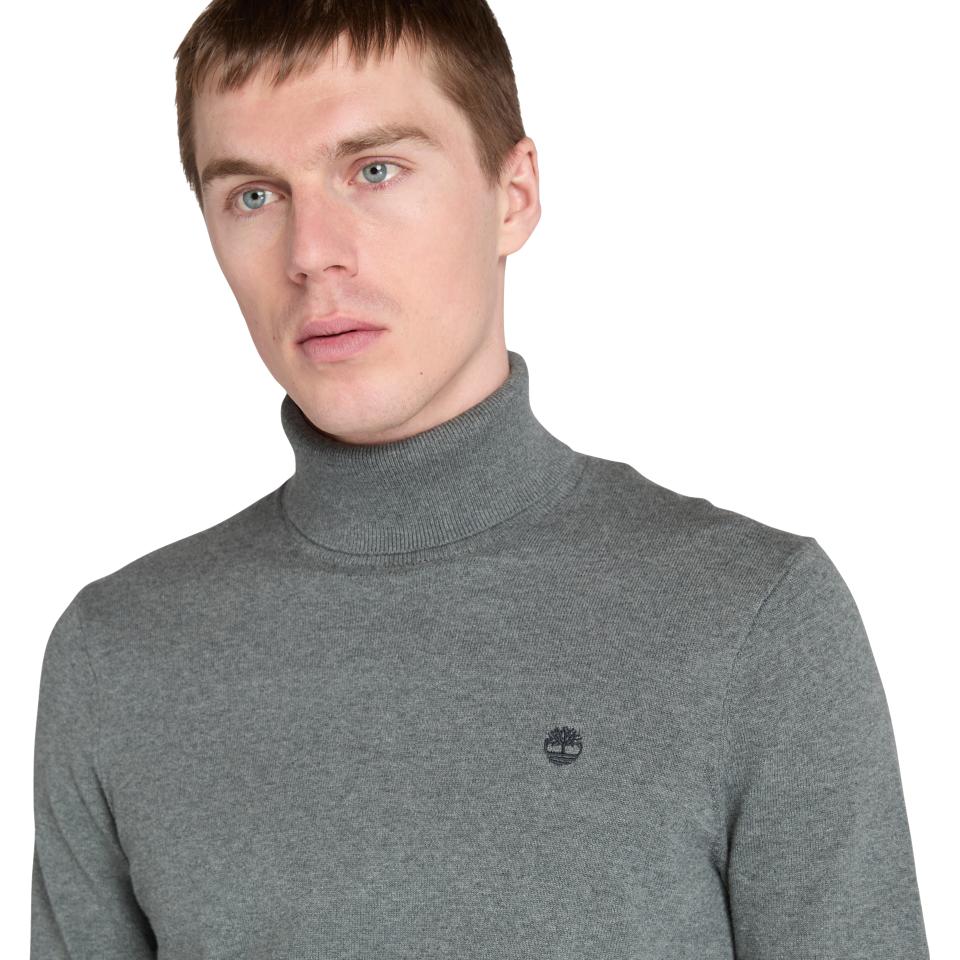 Williams River Turtle Neck Cotton Sweater Dark Grey Heather