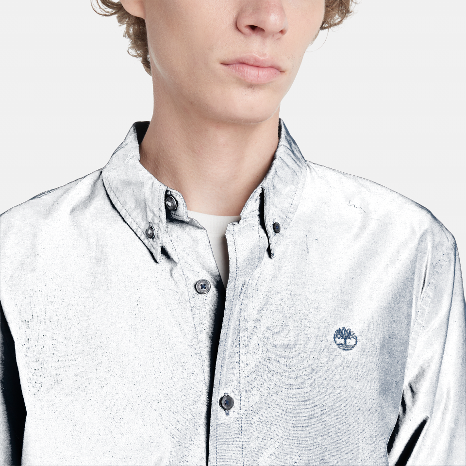 SACO RIVER Solid Poplin Long Sleeve Shirt DARK SAPPHIRE