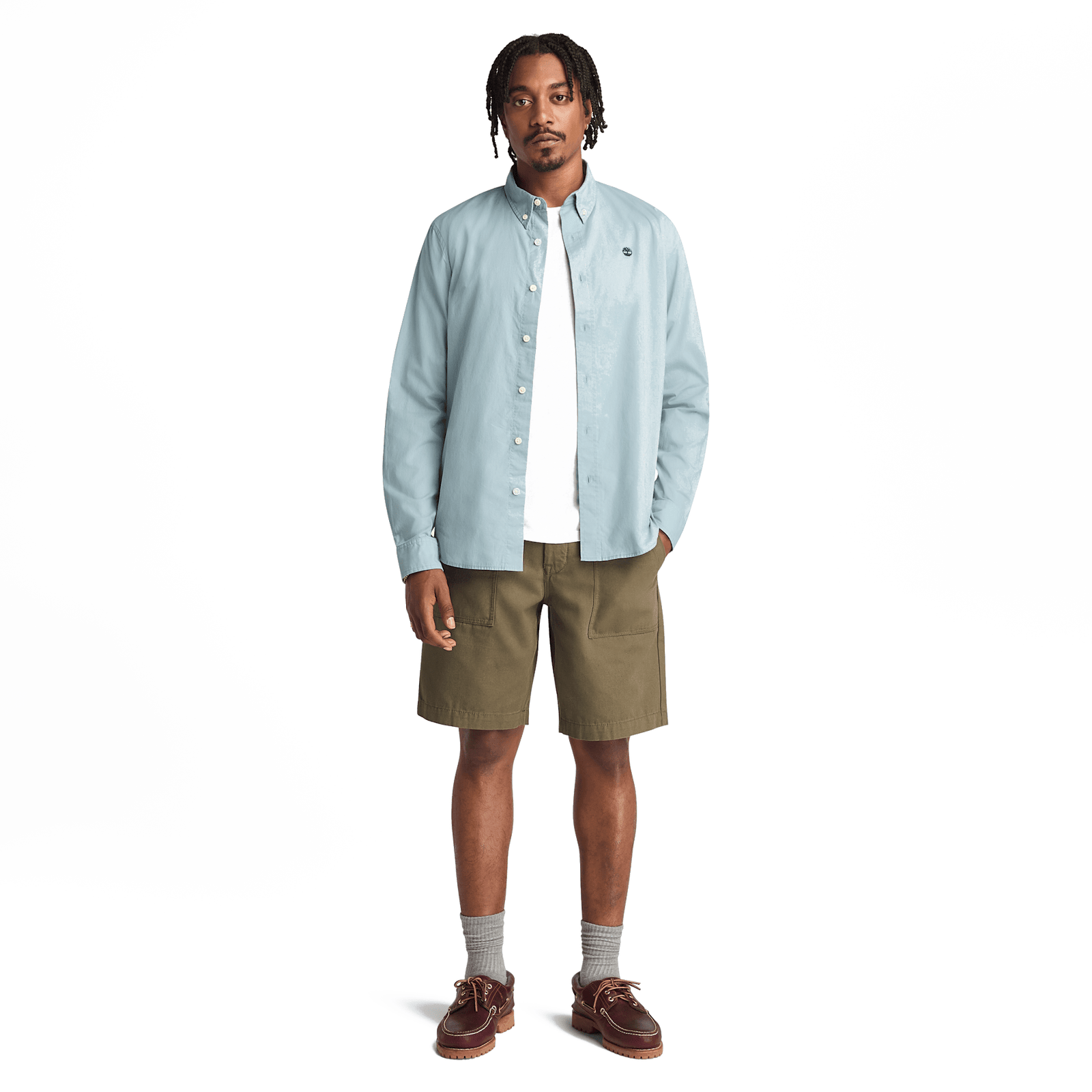 Saco River Solid Poplin Long Sleeve Shirt Citadel