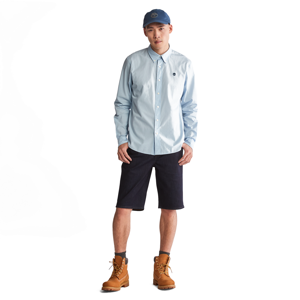 SACO RIVER Solid Poplin Long Sleeve Shirt SKYWAY