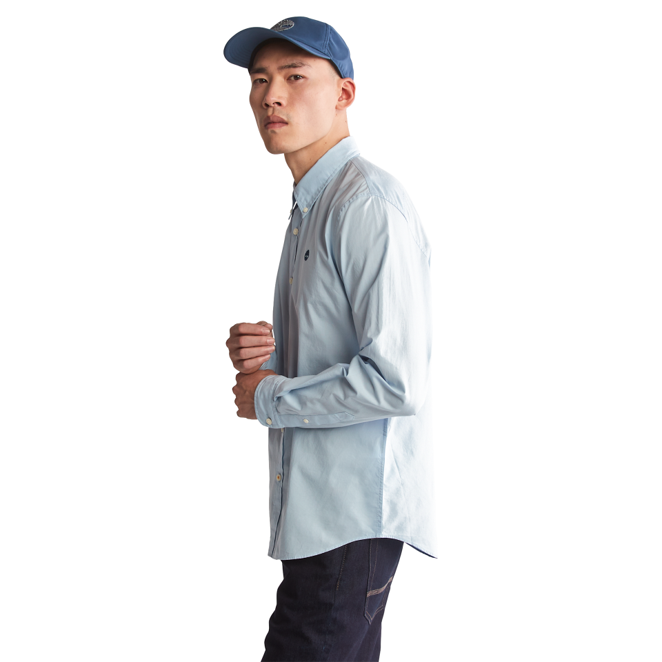 SACO RIVER Solid Poplin Long Sleeve Shirt SKYWAY