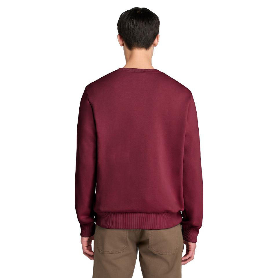 Oyster River Chest Logo Brushback Crew Neck Burgundy