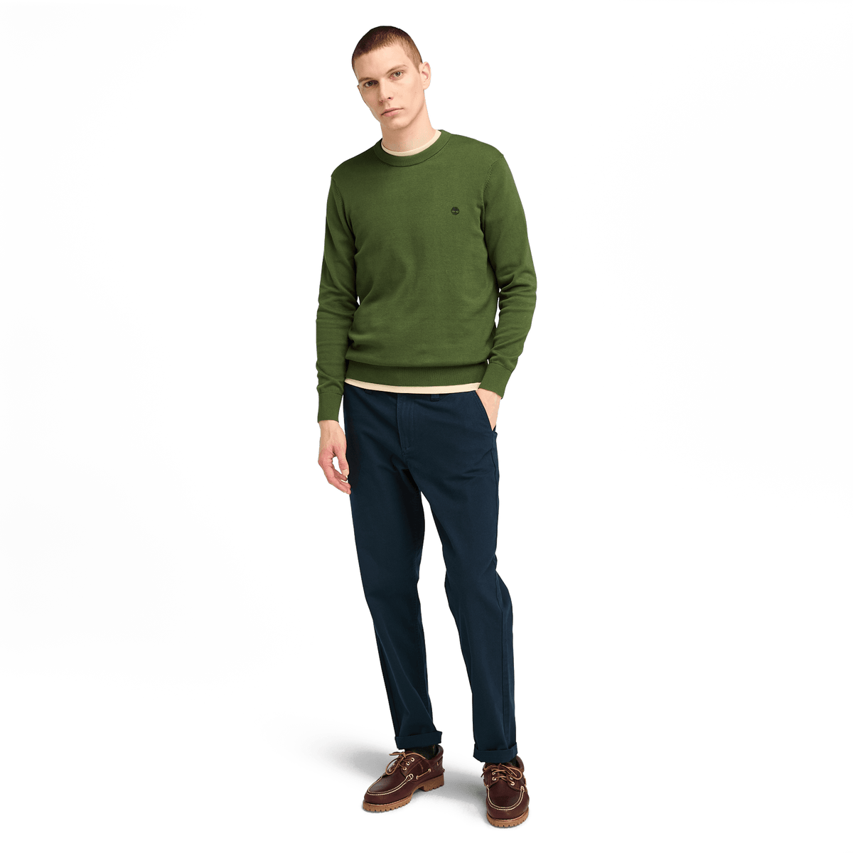 Williams River Cotton Yd Sweater Black Forest Green