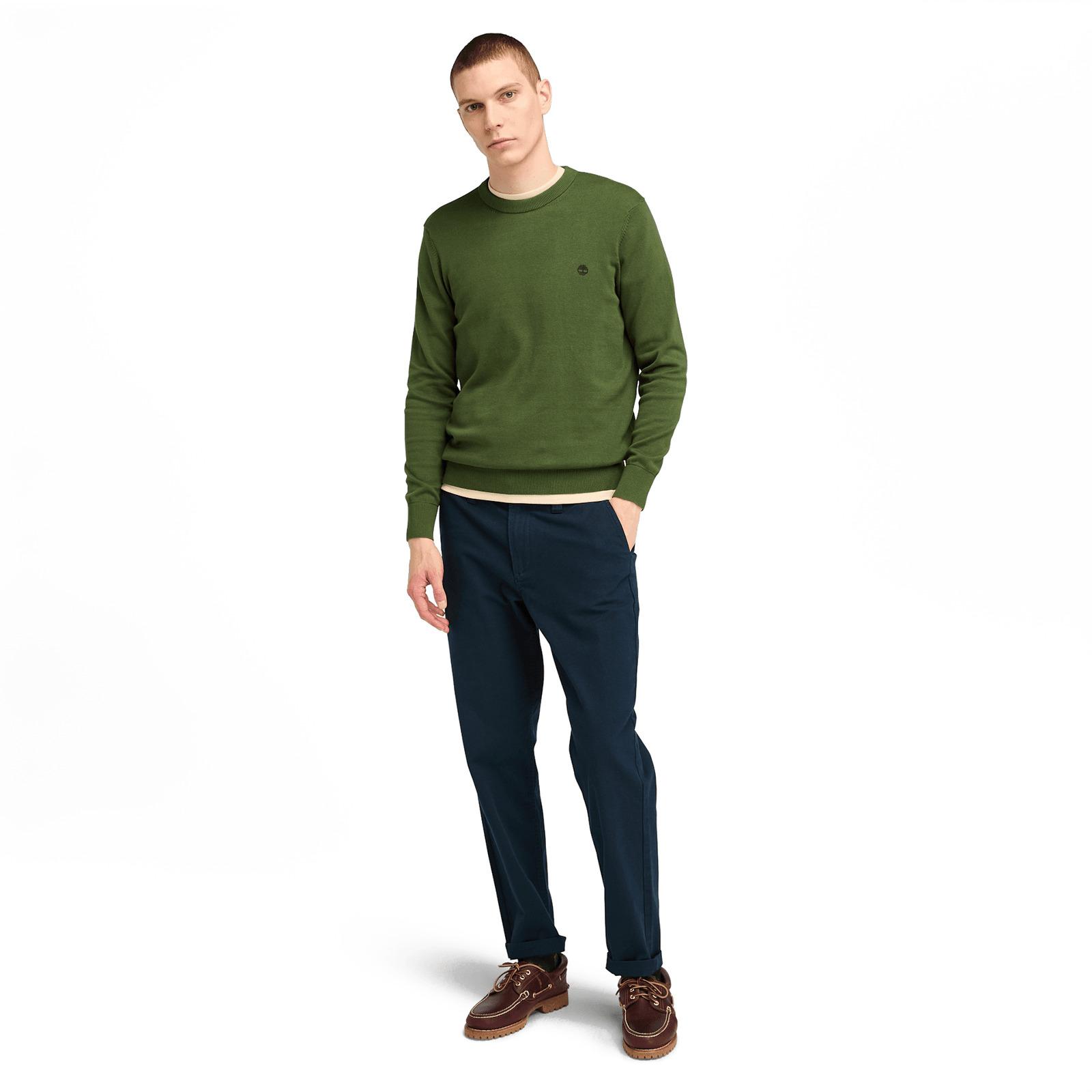 Williams River Cotton Yd Sweater Black Forest Green