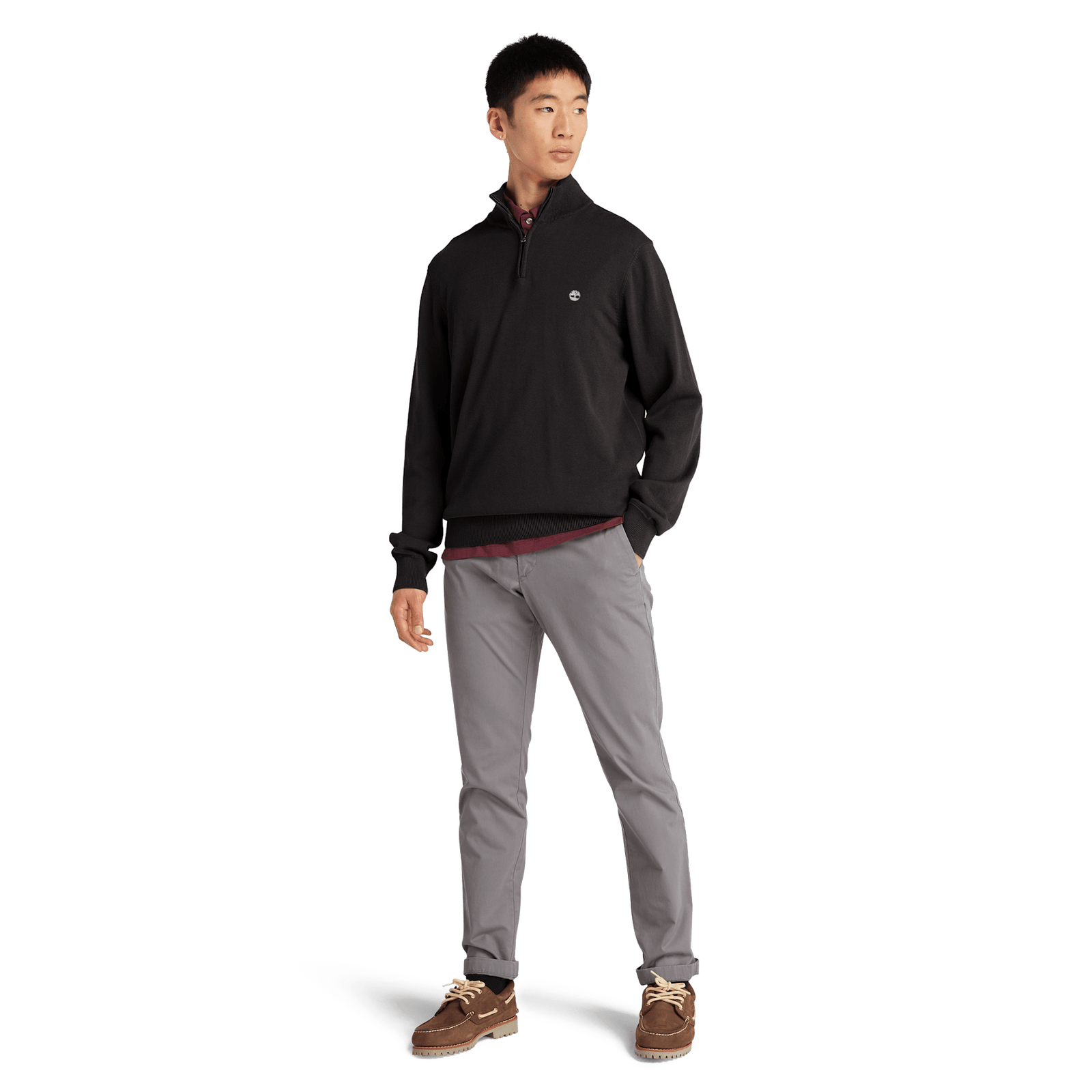 Williams River Cotton Yd 1/4 Zip Sweater Black