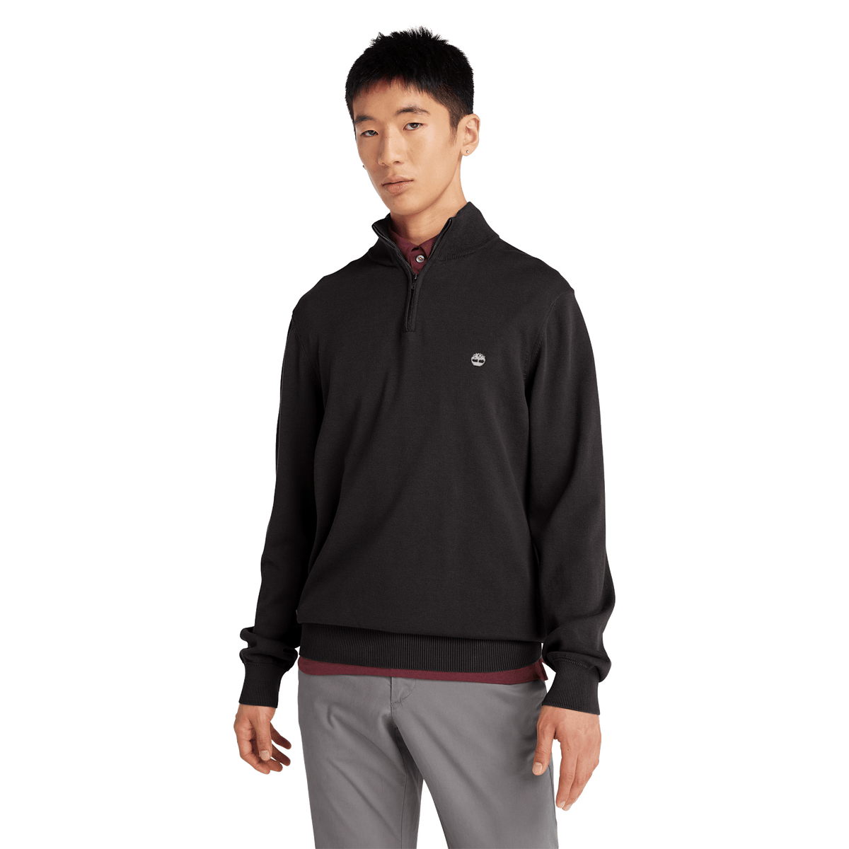 Williams River Cotton Yd 1/4 Zip Sweater Black