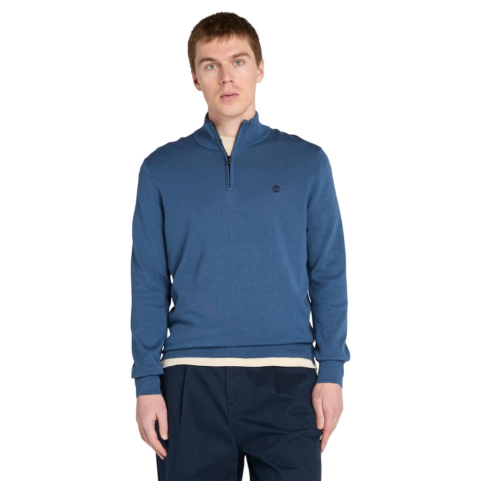 Williams River Cotton Yd 1/4 Zip Sweater Dark Denim