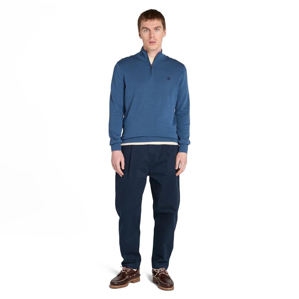 Williams River Cotton Yd 1/4 Zip Sweater Dark Denim