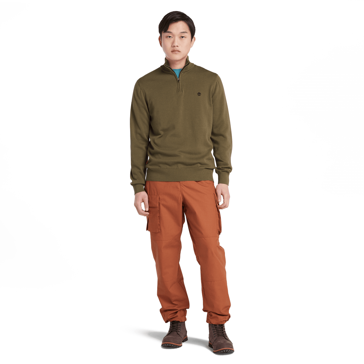 Williams River Cotton Yd 1/4 Zip Sweater Leaf Green