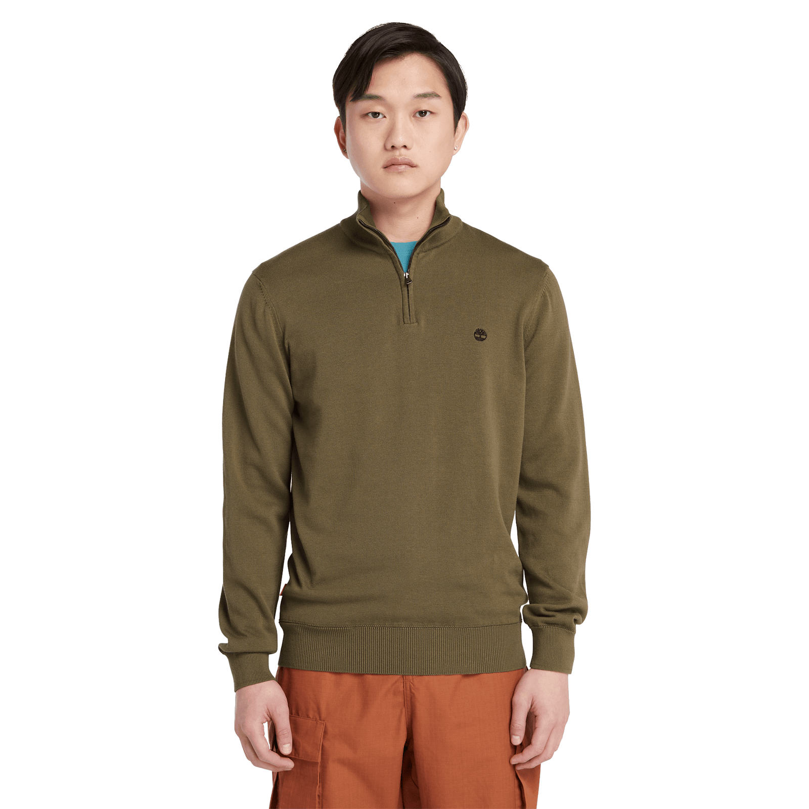 Williams River Cotton Yd 1/4 Zip Sweater Leaf Green