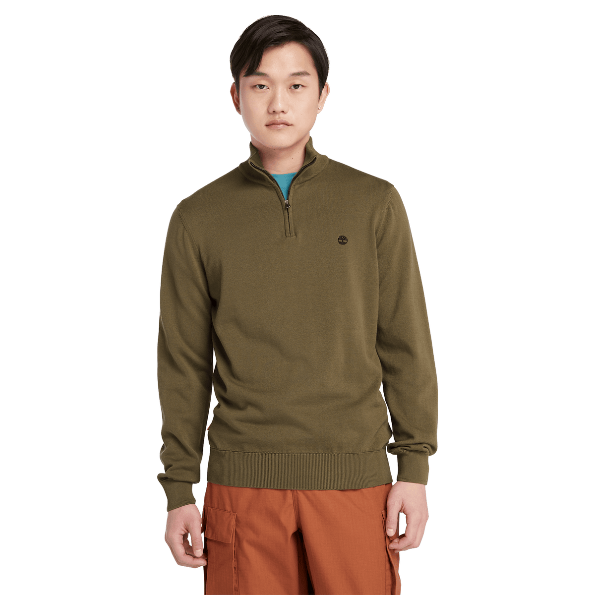 Williams River Cotton Yd 1/4 Zip Sweater Leaf Green