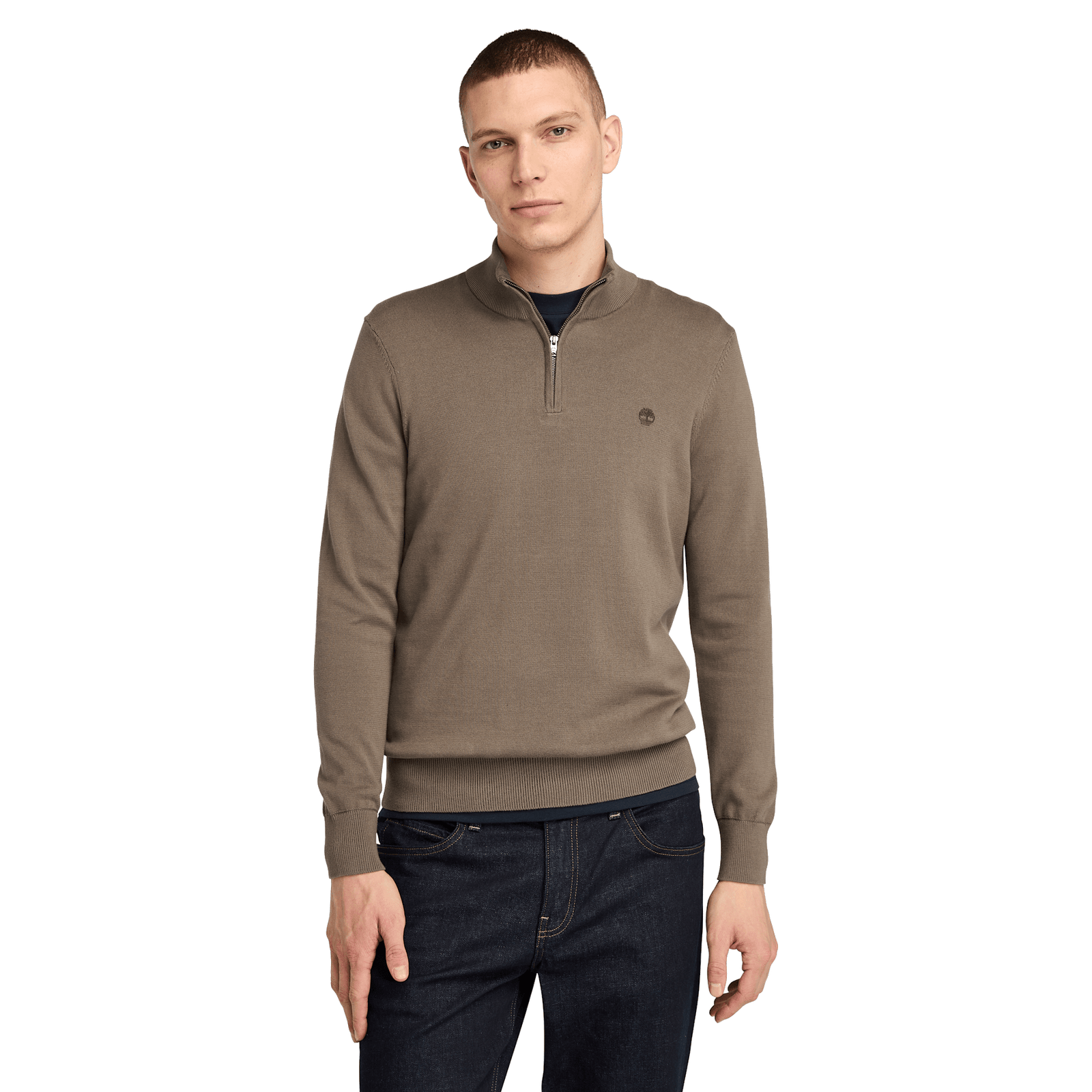 Williams River Cotton Yd 1/4 Zip Sweater Chocolate Chip