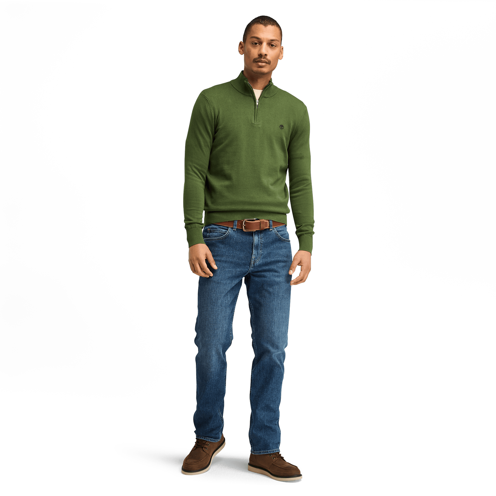 Williams River Cotton Yd 1/4 Zip Sweater Black Forest Green