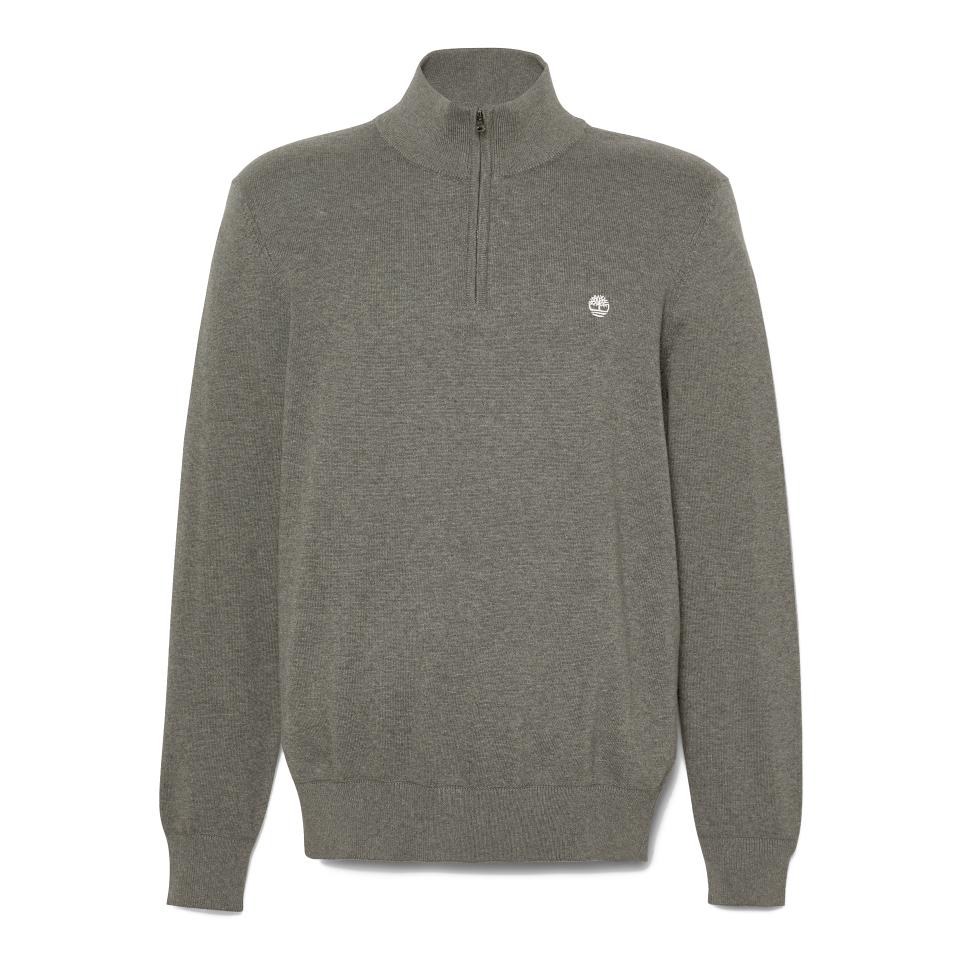 Williams River Cotton Yd 1/4 Zip Sweater Dark Grey Heather