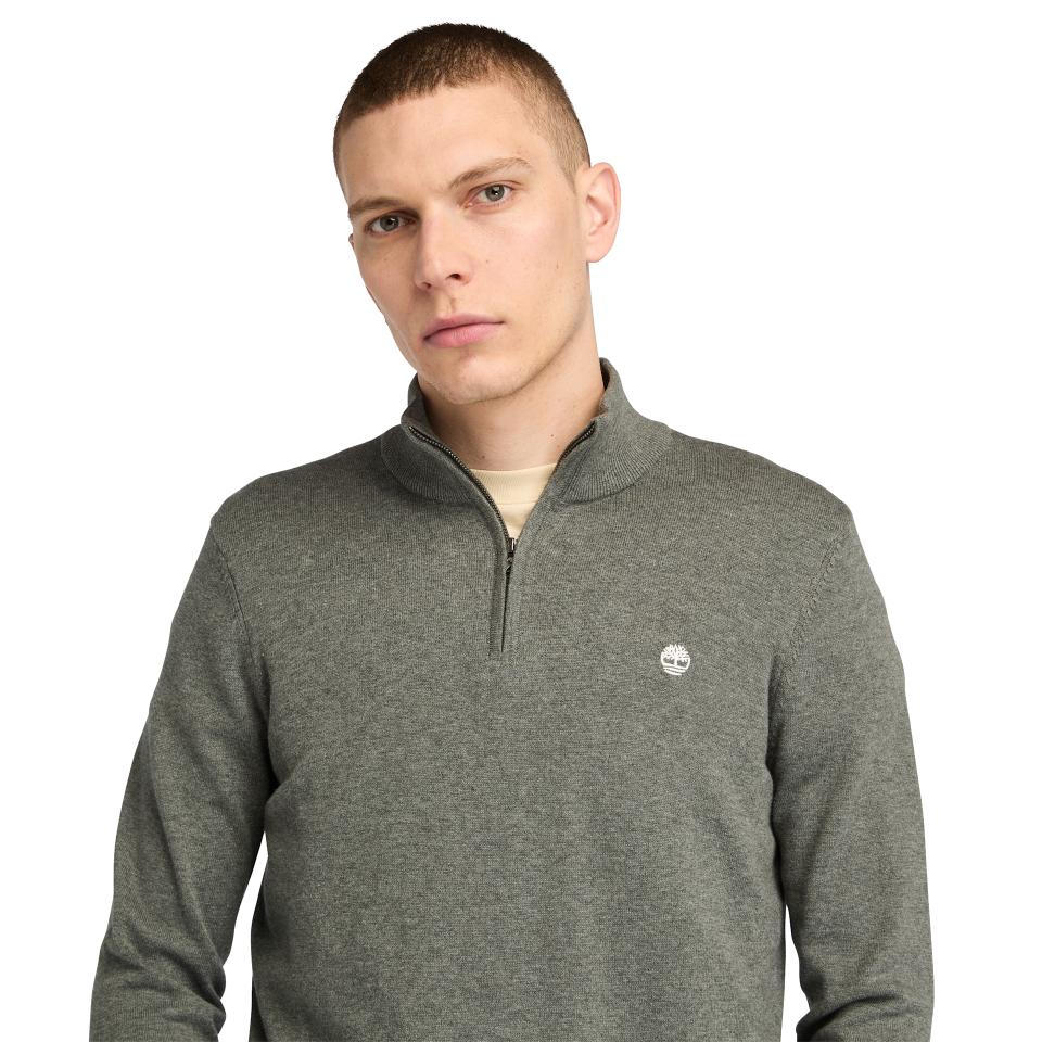 Williams River Cotton Yd 1/4 Zip Sweater Dark Grey Heather