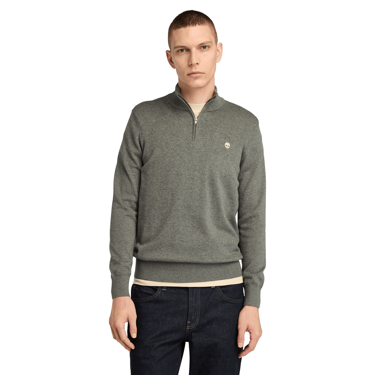 Williams River Cotton Yd 1/4 Zip Sweater Dark Grey Heather