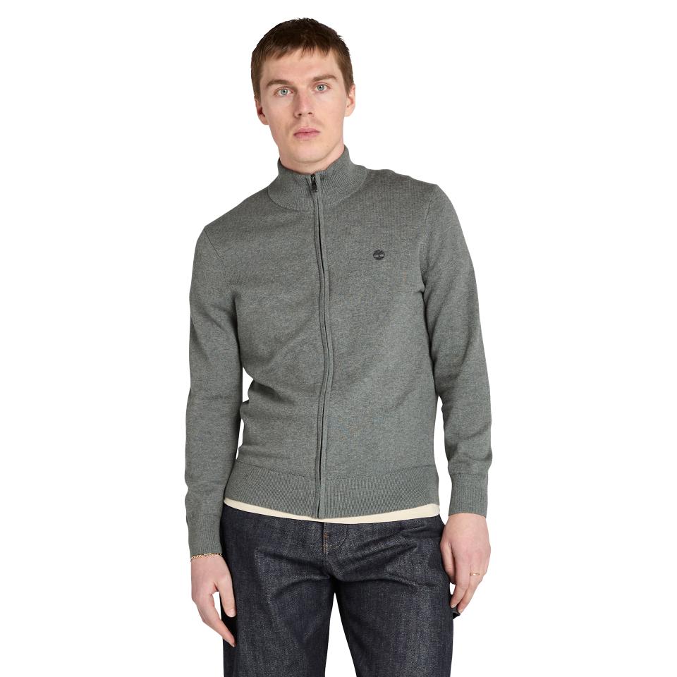 Williams River Cotton Yd Full Zip Sweater Dark Grey Ht-Obsidian