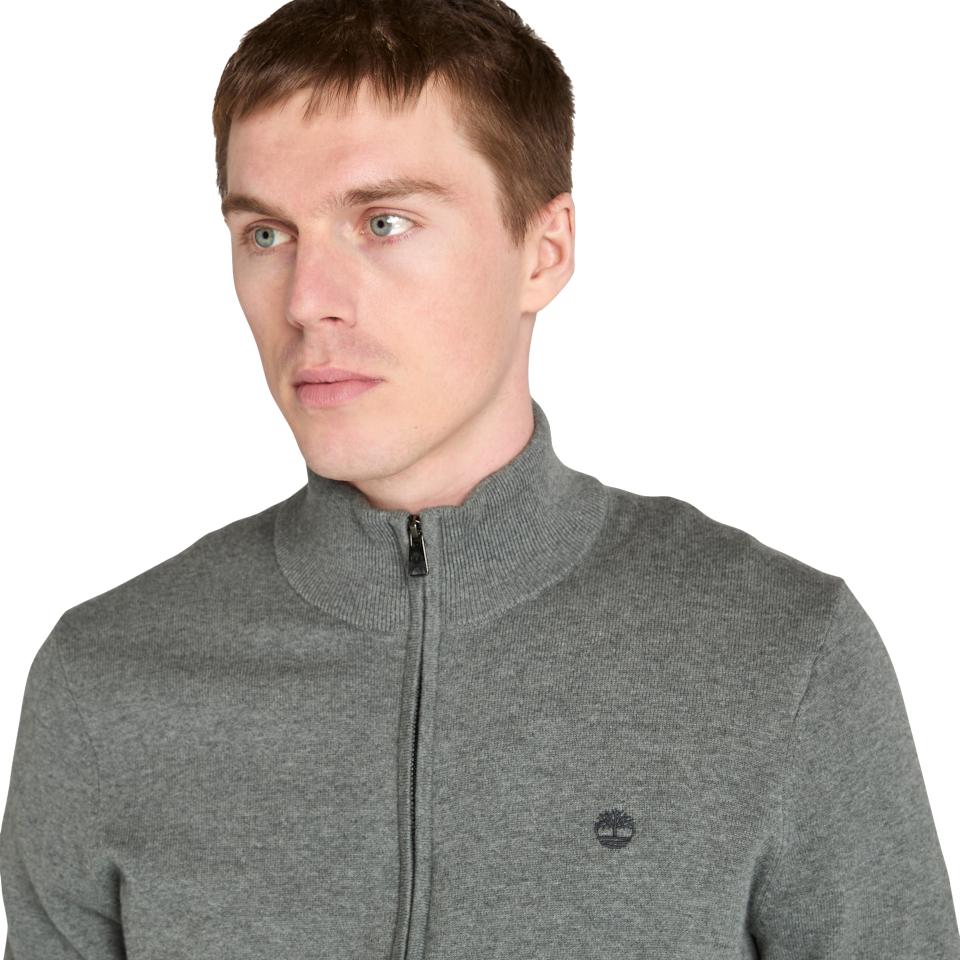 Williams River Cotton Yd Full Zip Sweater Dark Grey Ht-Obsidian