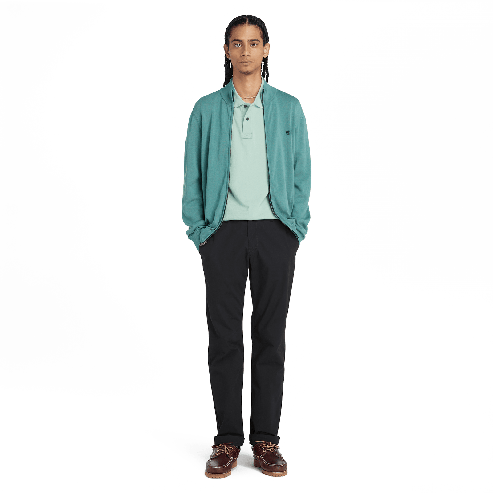 Williams River Cotton Yd Full Zip Sweater Sea Pine