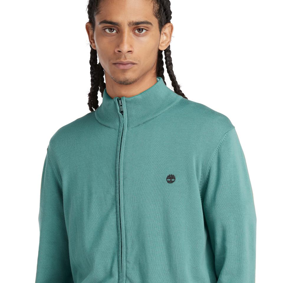 Williams River Cotton Yd Full Zip Sweater Sea Pine