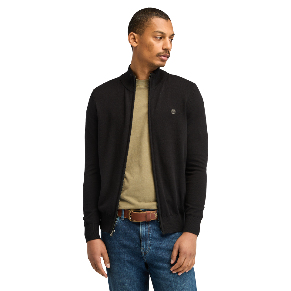 WILLIAMS RIVER Cotton YD Full Zip Sweater BLACK/PAVEMENT