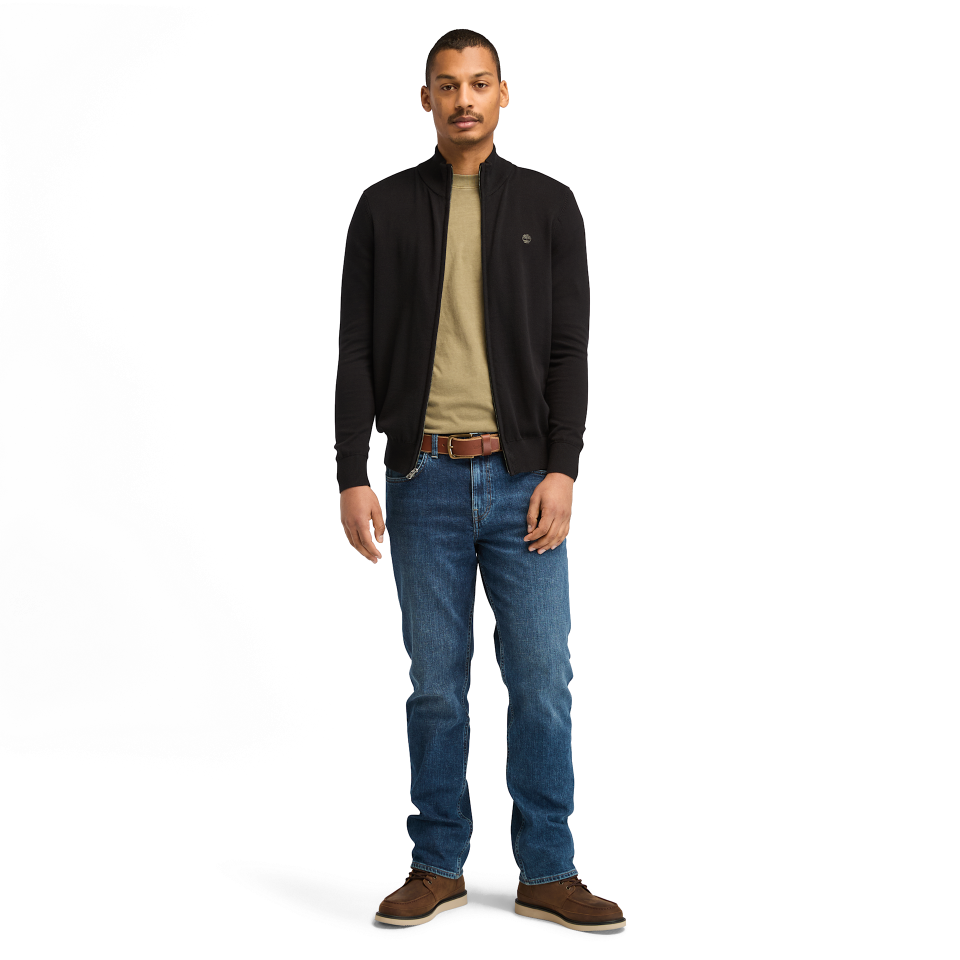 WILLIAMS RIVER Cotton YD Full Zip Sweater BLACK/PAVEMENT