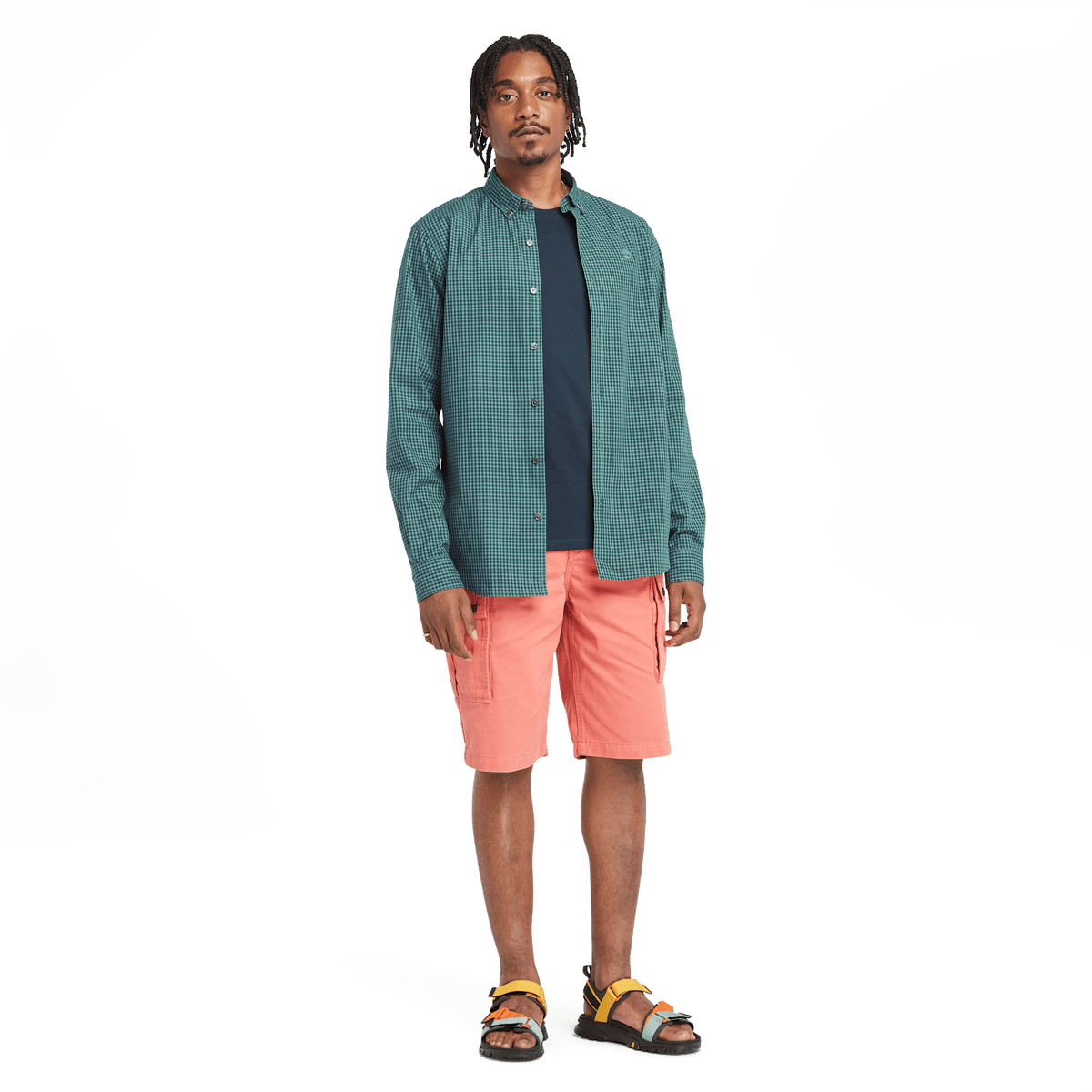 Micro Gingham Poplin Shirt Sea Pine Yd