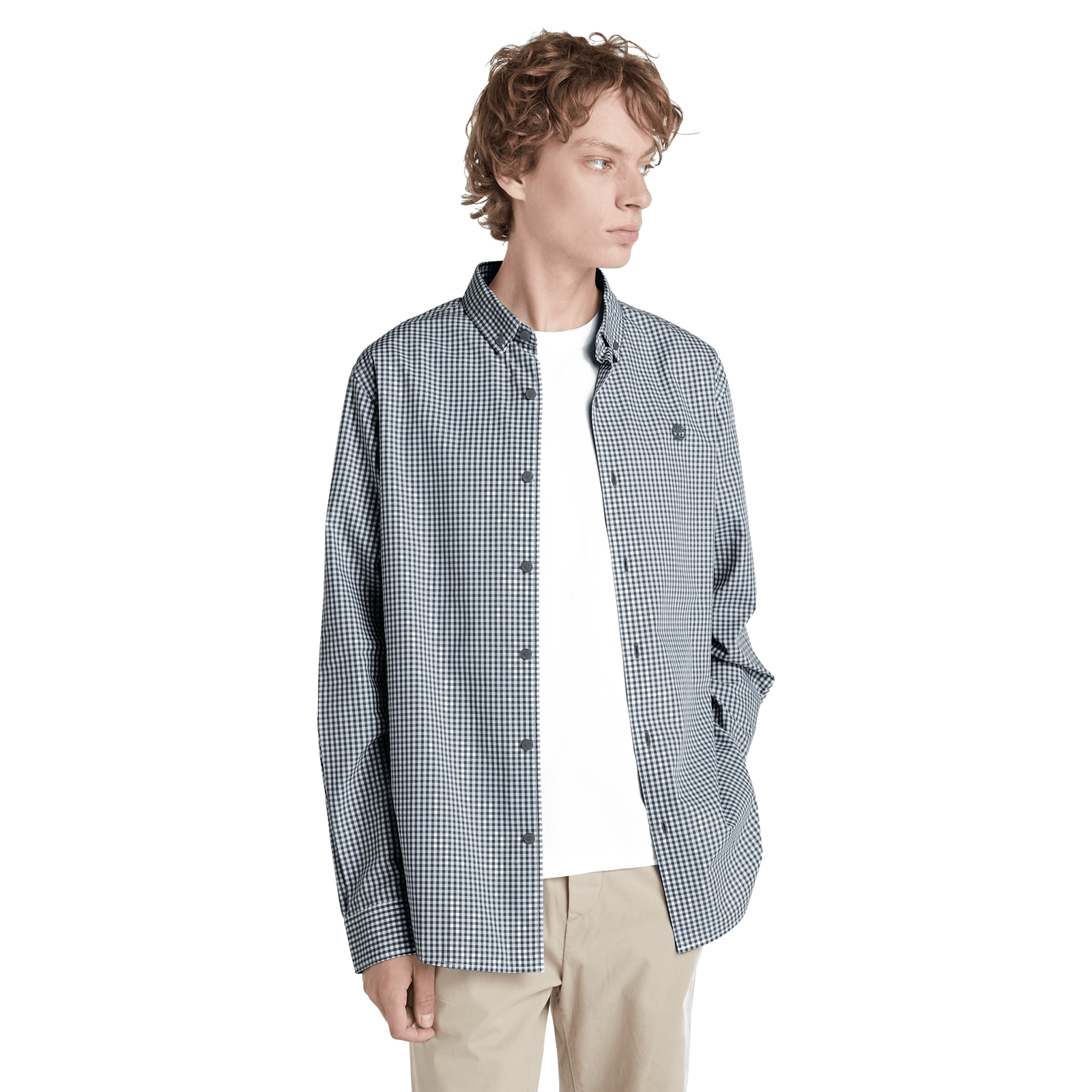 Micro Gingham Poplin Shirt Dark Denim Yd